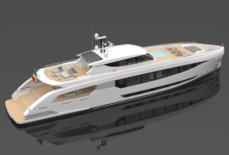 I volumi del superyacht Montecristo 43 in anteprima da Tommaso Spadolini